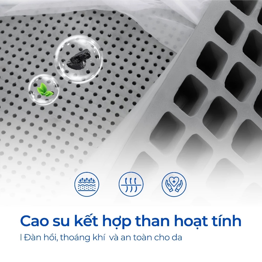 Aroma Grey sử dụng chất liệu cao su thiên nhiên kết hợp than hoạt tính giúp kháng khuẩn
