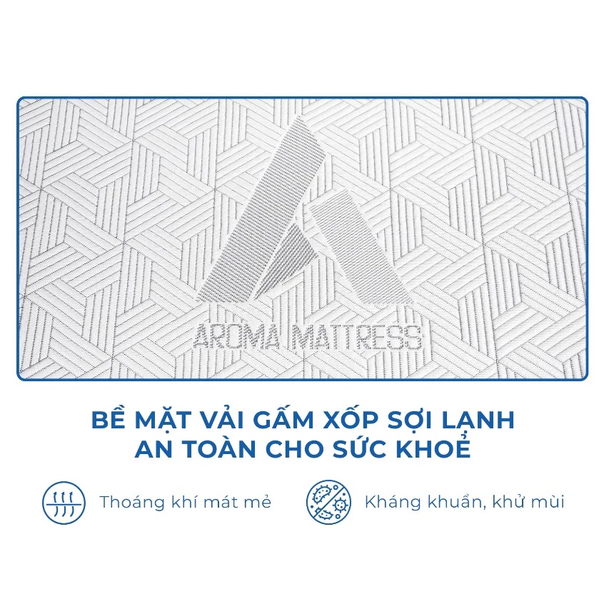 Bọc vải nệm Aroma Grey là vải gấm xốp sợi lạnh an toàn cho sức khoẻ